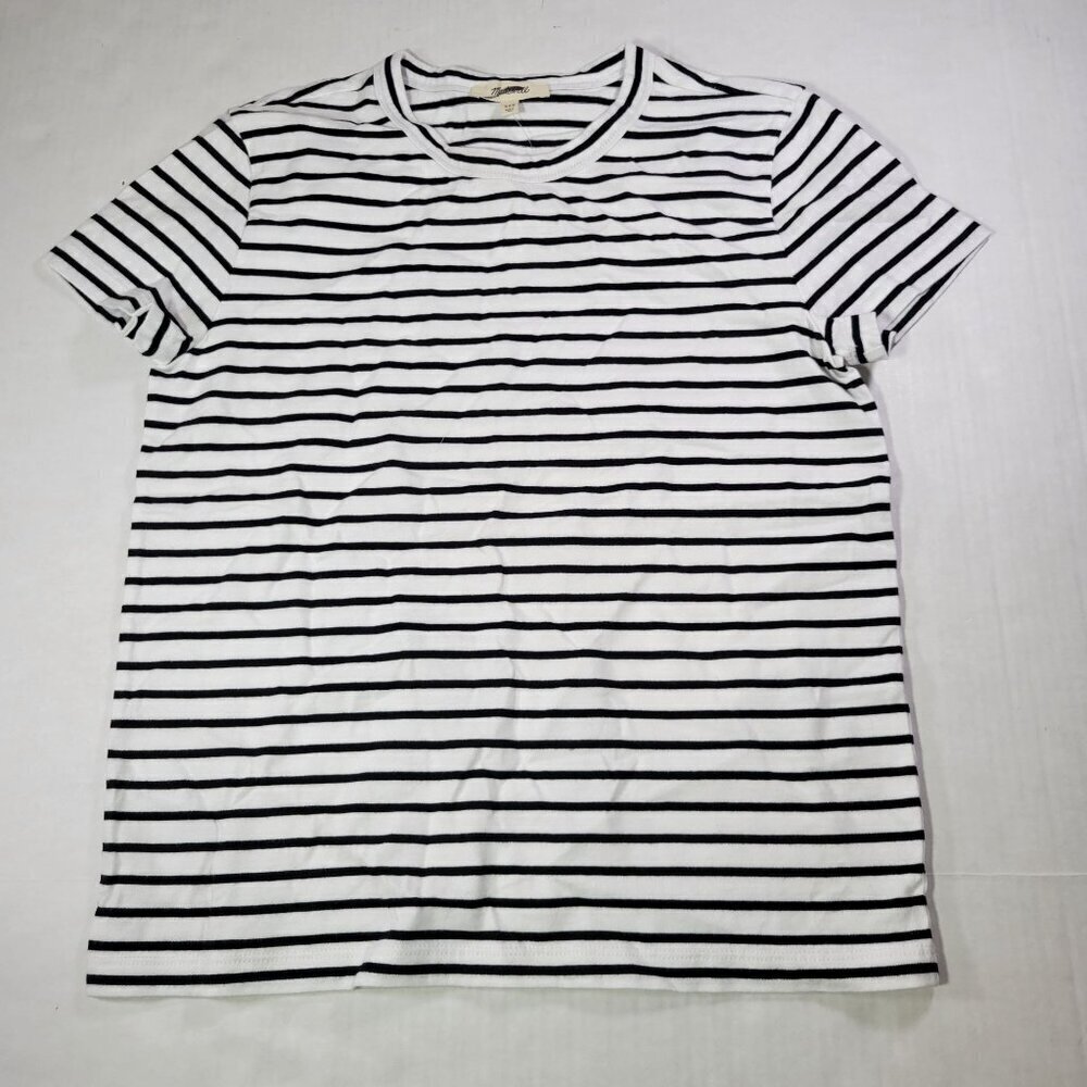 Madewell Black & White Striped Perfect Cotton Crewneck T-Shirt Size XXS
